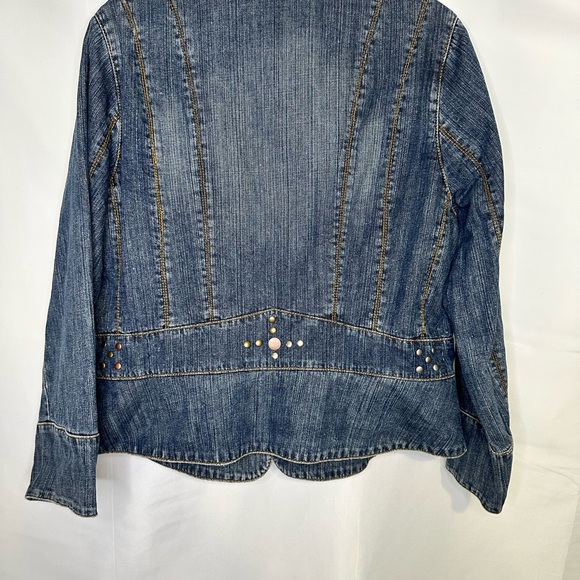 Faded Glory Jean Jacket with Stud and hook and bar closures Band Boho Glam Biker - Picture 7 of 7
